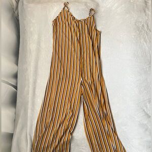 Marshalls Yellow and White Jumpsuit with Vertical Stripes